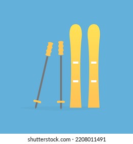 skiing icon, winter, sport, vector illustration