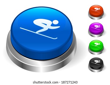 Skiing Icons on Round Button Collection