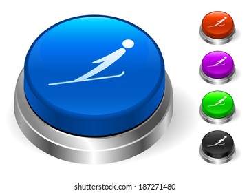 Skiing Icons on Round Button Collection