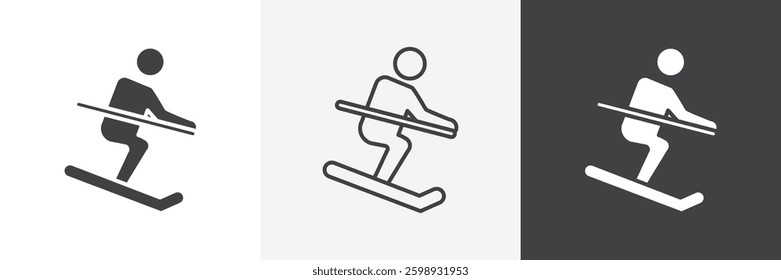 Skiing icons in Thin line black color. flat simple vector symbols illustration.