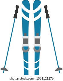 Skiing, illustration, vector on white background.