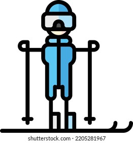 skiing isolated design element stock illustration. Vector on a white background