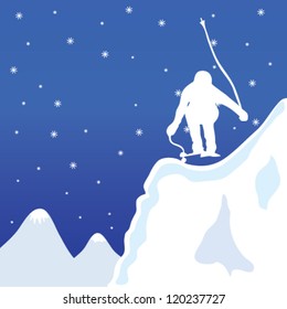 skiing and jump man in winter vector illustration