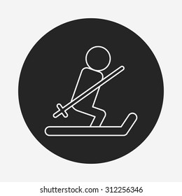 skiing line icon
