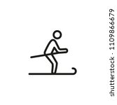 Skiing line icon. Man, skier, snow. Winter sport concept. Can be used for topics like fitness, lifestyle, activity, sports equipment.