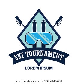 skiing logo with text space for your slogan / tag line, vector illustration