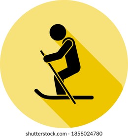 esquí, icono del hombre en estilo de sombra larga
