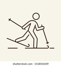 Skiing man line icon. Winter, skis, sport. Winter sport concept. Vector illustration can be used for topics like winter, sport, activity
