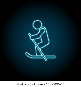 skiing, man neon icon. Simple thin line, outline vector of universal icons for UI and UX, website or mobile application