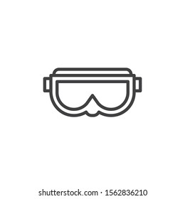 Skiing mask line icon. linear style sign for mobile concept and web design. Ski goggles outline vector icon. Symbol, logo illustration. Vector graphics