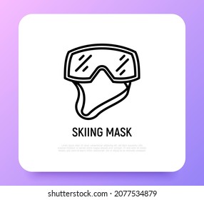 Skiing mask thin line icon. Modern vector illustration of winter sport equipment.