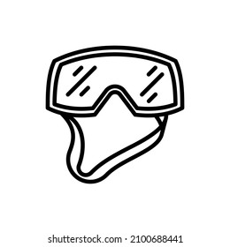 Skiing mask thin line icon. Modern vector illustration of winter sport equipment.