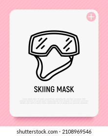 Icono de línea delgada de máscara de esquí. Ilustración vectorial moderna de equipos deportivos de invierno.