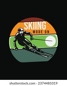 Skiing mode on quotes T-shirt Design on black background