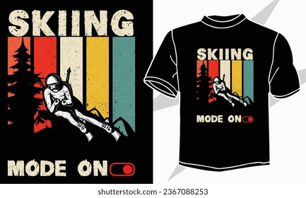 Skiing mode on t shirt design