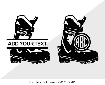 Skiing Monogram SVG Printable Vector Illustration