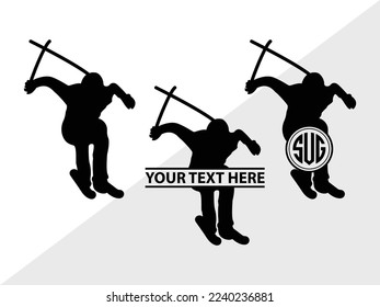 Skiing Monogram Vector Illustration Silhouette