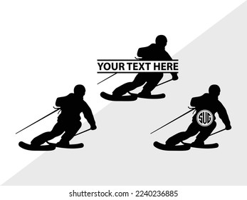 Skiing Monogram Vector Illustration Silhouette