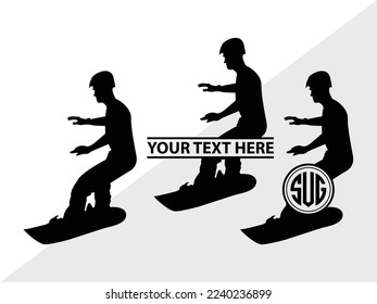 Skiing Monogram Vector Illustration Silhouette