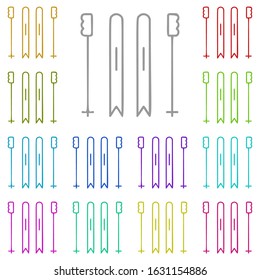 Skiing multi color icon. Simple thin line, outline vector of adventure for ui and ux, website or mobile application