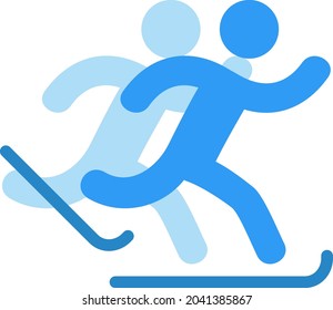 Esquiando sobre hielo, ilustración, vector, sobre un fondo blanco.