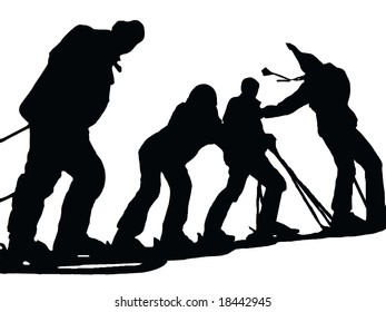 skiing people silhouette vector