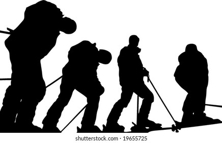 skiing people silhouette vector
