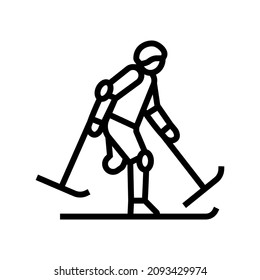 skiing person with a athlete line icon vector. isolated contour symbol black illustration