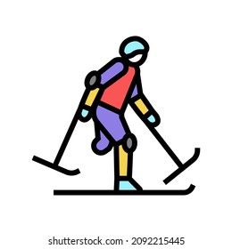 skiing person with a disability athlete color icon vector. skiing person with a disability athlete sign. isolated symbol illustration
