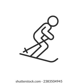 Skiing. Person on skis, linear icon. Line with editable stroke