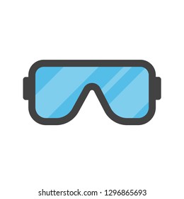 Skiing or protective of smog goggles mask flat style design vector illustration icon sign isolated on white background. 