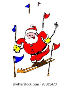 Skiing Santa