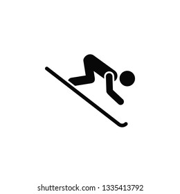 Skiing silhouette, icon. Element of simple icon for websites, web design, mobile app, infographics. Thick line icon for website design and development, app development