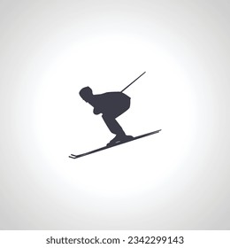 skiing Silhouette. skiing jump isolated icon