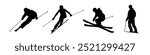 Skiing silhouette. Ski silhouette set.