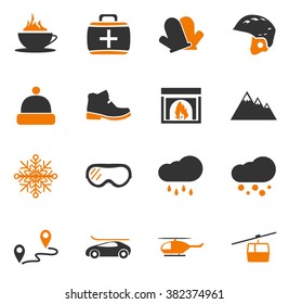 Skiing simple icons for web and user interfaces