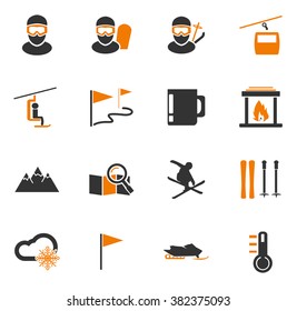 Skiing simple icons for web and user interfaces