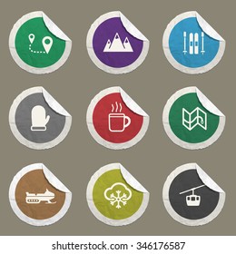 Skiing  simple sticker icons for web