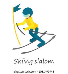Skiing slalom icon. Isometric of skiing slalom vector icon for web design isolated on white background