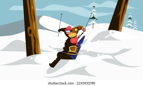 Skiing in the snow mountain with background 