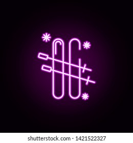 skiing snow neon icon. Elements of winter set. Simple icon for websites, web design, mobile app, info graphics