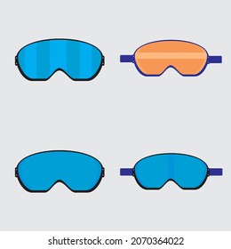 Esquí y snowboard gafas icono plano. Pasos 10