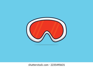 Skiing and Snowboard Goggles vector illustration. Sport object icon concept. Ski google eye protector vector design with shadow on blue background.
