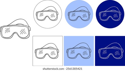 Esquiar e Snowboard Óculos ilustração vetorial. Logo gráfico ao vivo. Conceito de ícone de objeto Sport. Esqui google protetor ocular design vetorial
