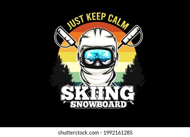 skiing snowboard silhouette design with retro background