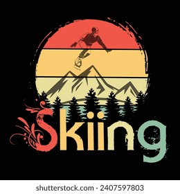 Ski und Snowboard Typografie T-Shirt-Design: Winter