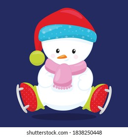 skiing snowman design vector illustration