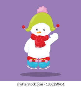skiing snowman design vector illustration
