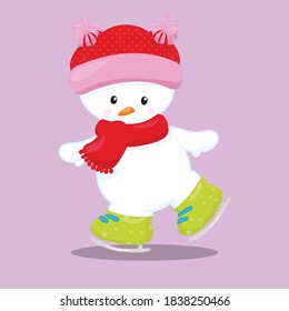 skiing snowman design vector illustration
