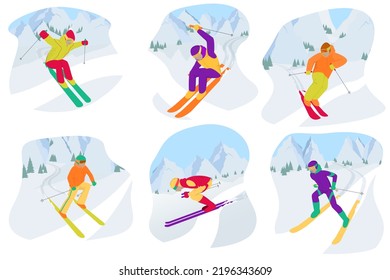 Skiing in a snowy mountains